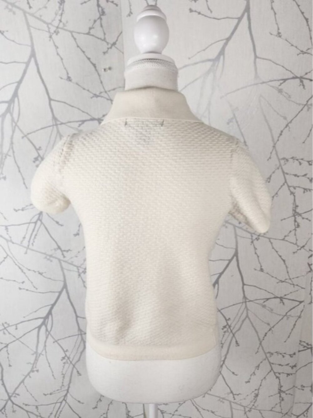 Christian Lacroix Ivory Textured Merino Wool Knit Polo Sweater - Picture 4 of 5